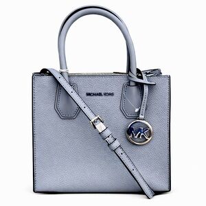 Michael Kors Mercer Medium Light Blue Pebbled Leather Crossbody Mini Bag